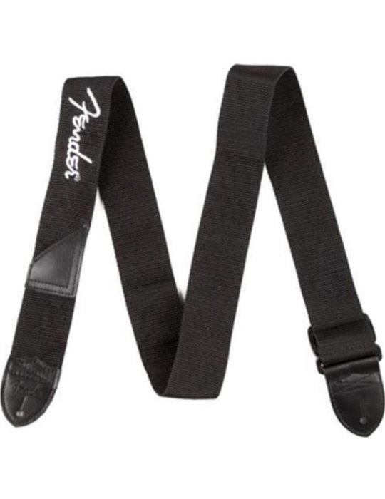 Correa Fender 099-0662-080 Poly Negra Logo Blanco 2"