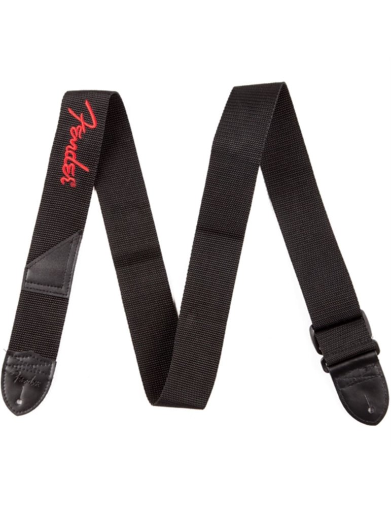 Correa Fender 099-0662-015 Poly Negra Logo Rojo 2"