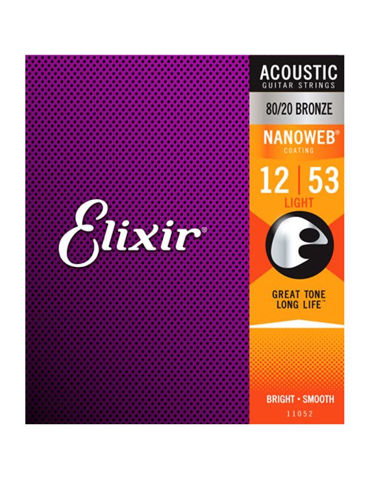 Juego Cuerdas Guitarra Acústica Elixir Nanoweb 11052 (12-53)