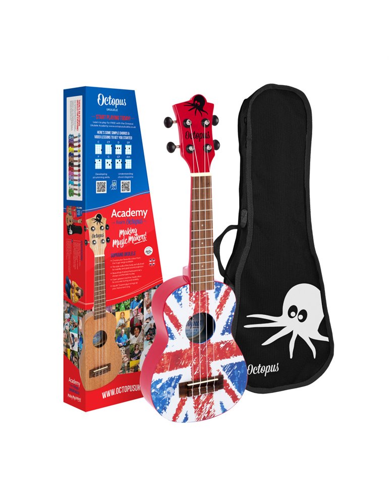 Ukelele Soprano Octopus UK-205UJR Union Jack Roja