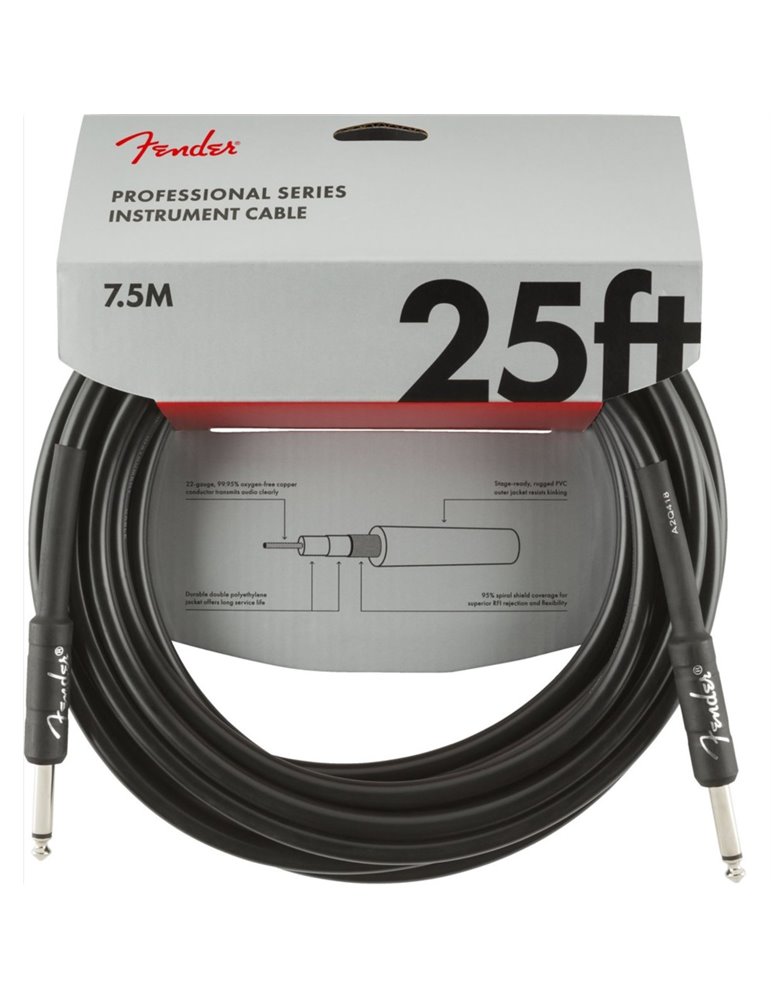 Cable Jack Fender 099-0820-016 Professional Series Negro 7,5m