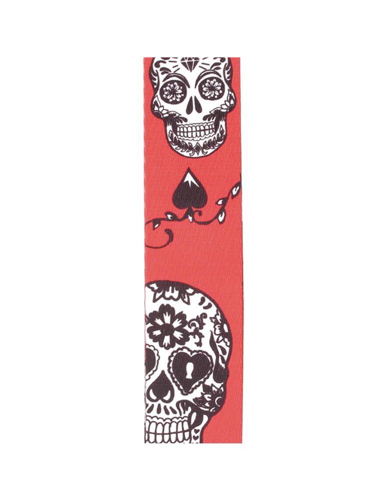 Correa para guitarra textil de 5 cm, Sugar Skulls - Rojo  