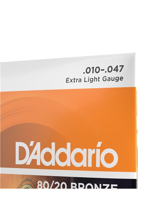 D'Addario EJ10, cuerdas de bronce para guitarra acústica, extra blandas, 10-47