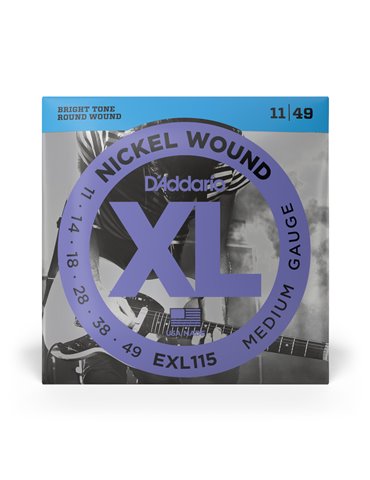 D'Addario EXL115, cuerdas con entorchado en níquel para guitarra eléctrica, tensión media para Blues-Jazz Rock, 11-49 2