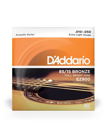 D'Addario EZ900, cuerdas para guitarra acústica, bronce 85/15, extra blandas, 10-50 2