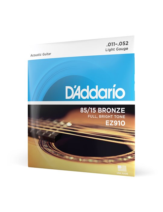 D'Addario EZ910, cuerdas para guitarra acústica, bronce 85/15, blandas, 11-52