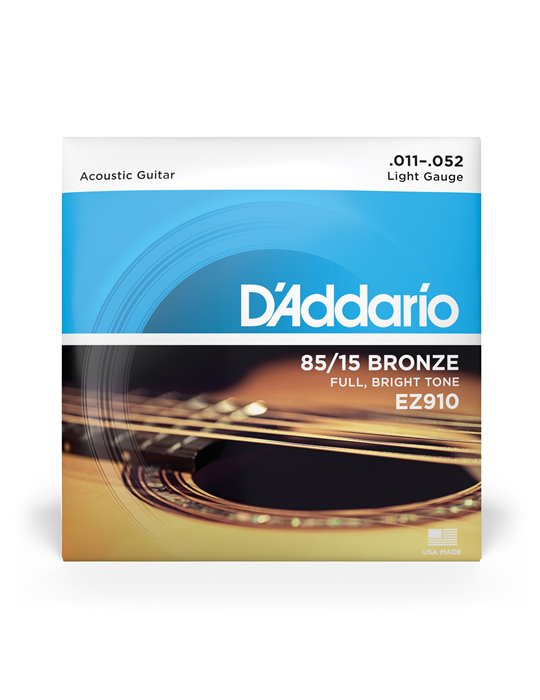 D'Addario EZ910, cuerdas para guitarra acústica, bronce 85/15, blandas, 11-52
