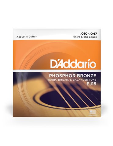D'Addario EJ15, cuerdas de bronce fosforado para guitarra acústica, extra blandas, 10-47 2