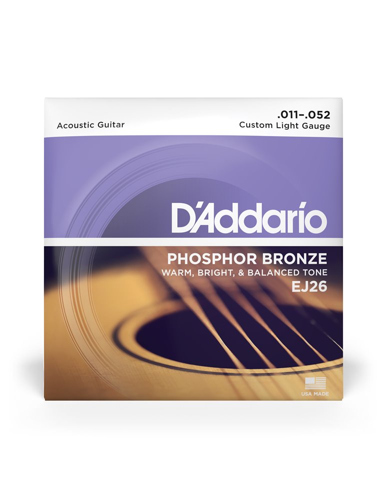 D'Addario EJ26, cuerdas de bronce fosforado para guitarra acústica, blandas personalizadas, 11-52