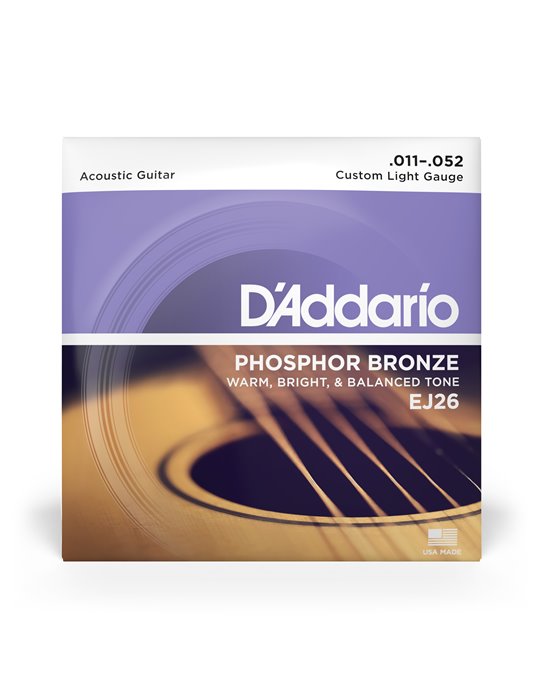 D'Addario EJ26, cuerdas de bronce fosforado para guitarra acústica, blandas personalizadas, 11-52