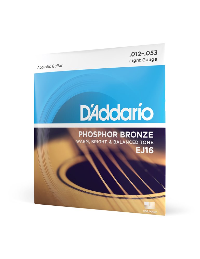 D'Addario EJ16, cuerdas de bronce fosforado para guitarra acústica, blandas, 12-53