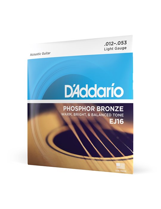 D'Addario EJ16, cuerdas de bronce fosforado para guitarra acústica, blandas, 12-53