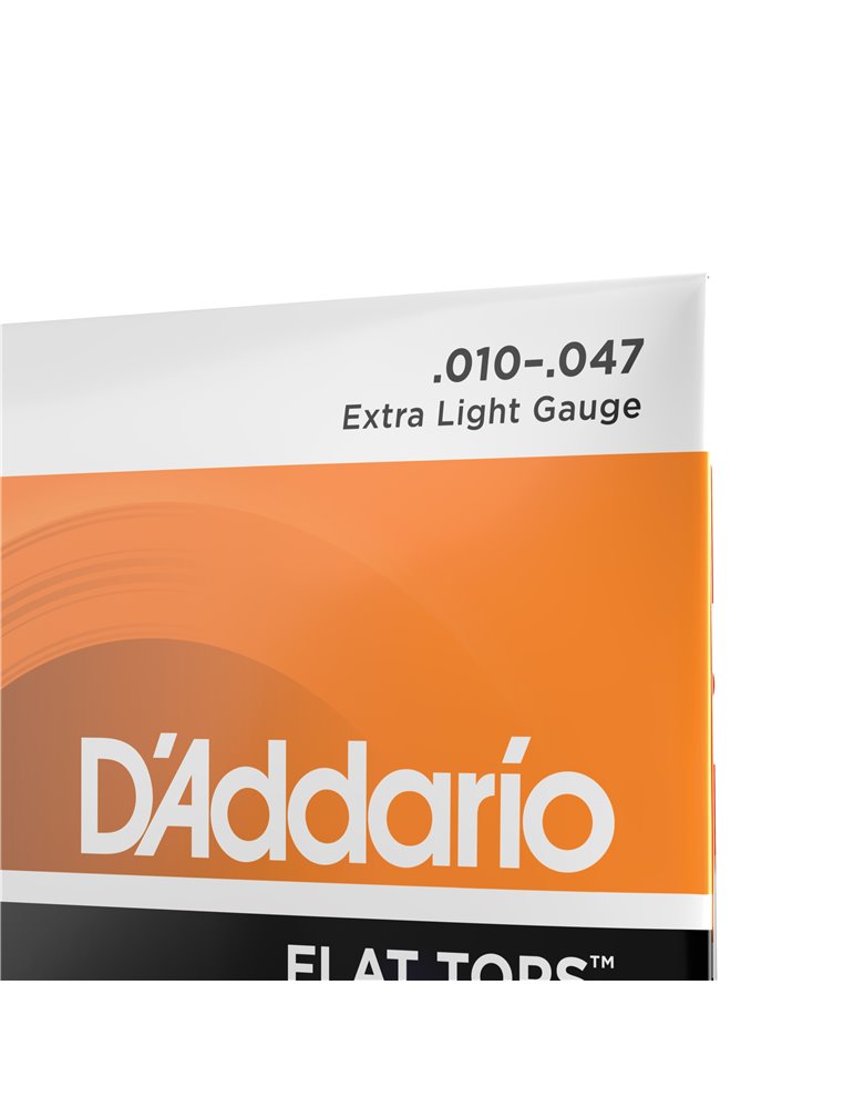 D'Addario EFT15 Flat Tops, cuerdas recubiertas de bronce fosforado para guitarra acústica, extra blandas, 10-47