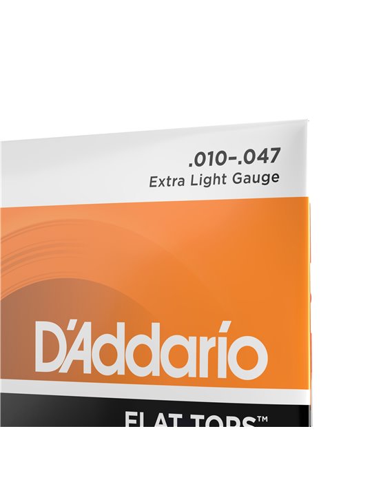 D'Addario EFT15 Flat Tops, cuerdas recubiertas de bronce fosforado para guitarra acústica, extra blandas, 10-47