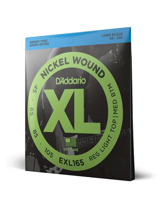 D'Addario EXL165, cuerdas para bajo con entorchado en níquel, blandas personalizadas, 45-105, escala larga