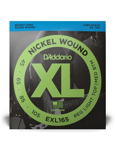 D'Addario EXL165, cuerdas para bajo con entorchado en níquel, blandas personalizadas, 45-105, escala larga 2