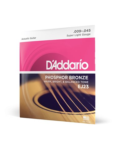 Cuerdas D'Addario para guitarra acústica de bronce fosforado, calibre superfino, 9-45