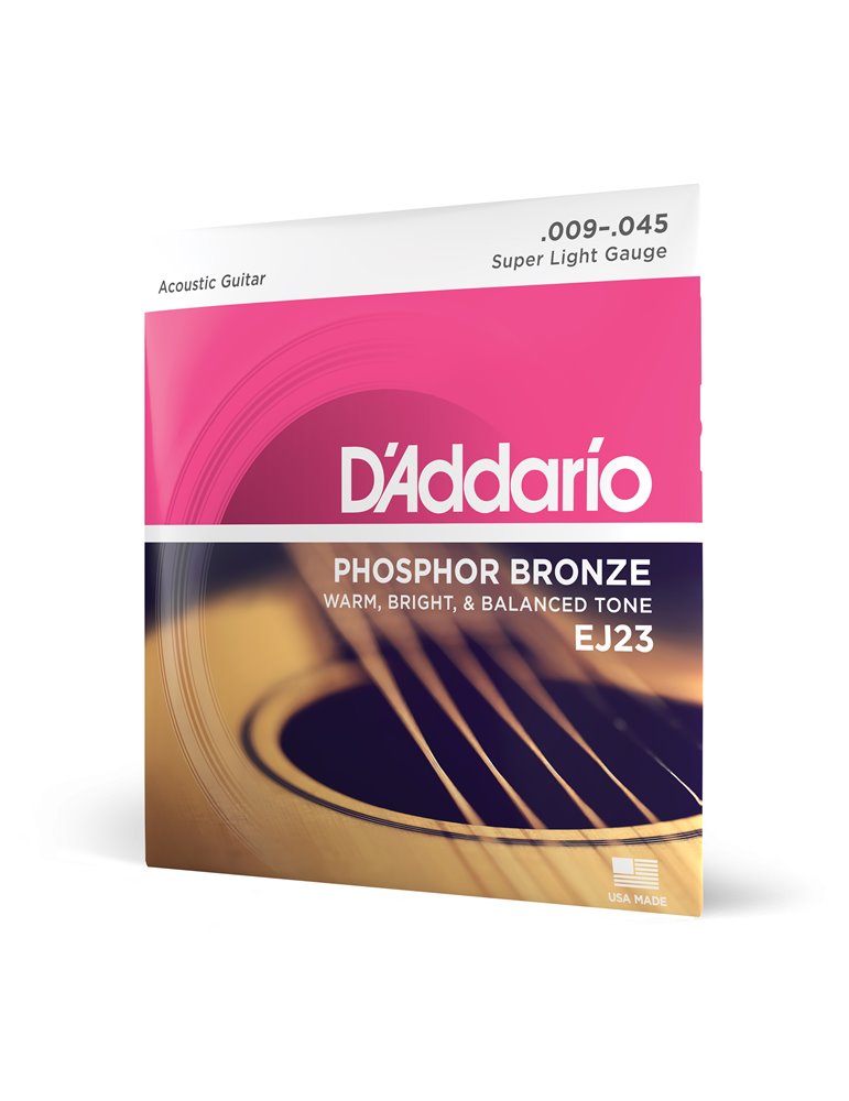 Cuerdas D'Addario para guitarra acústica de bronce fosforado, calibre superfino, 9-45