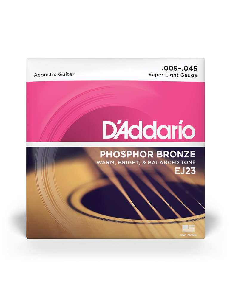 Cuerdas D'Addario para guitarra acústica de bronce fosforado, calibre superfino, 9-45