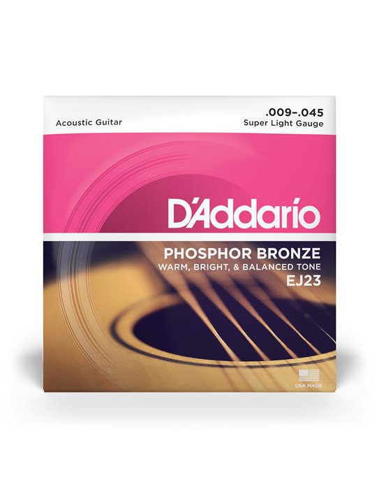 Cuerdas D'Addario para guitarra acústica de bronce fosforado, calibre superfino, 9-45