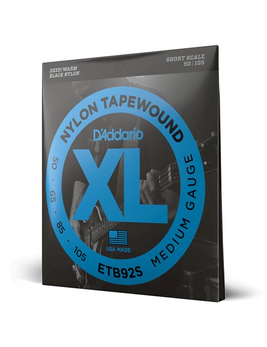 D'Addario ETB92S, cuerdas para bajo con entorchado en cinta, tensión media, 50-105, escala corta