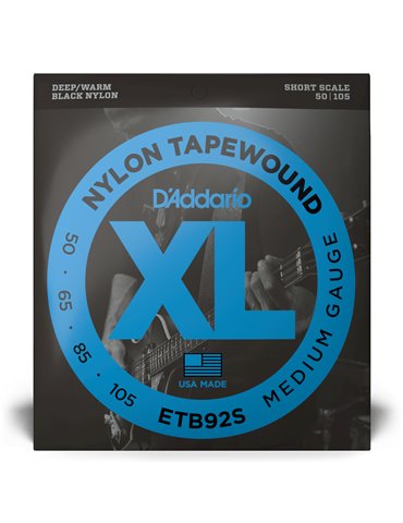 D'Addario ETB92S, cuerdas para bajo con entorchado en cinta, tensión media, 50-105, escala corta 2