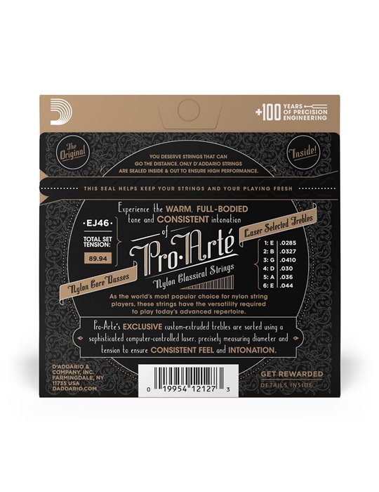 D'Addario EJ46 Pro-Arte, cuerdas de nailon para guitarra clásica, tensión dura