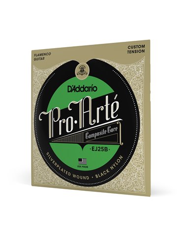 D'Addario EJ25B Pro-Arte, cuerdas para guitarra flamenca con entorchado de compuesto de nailon negro