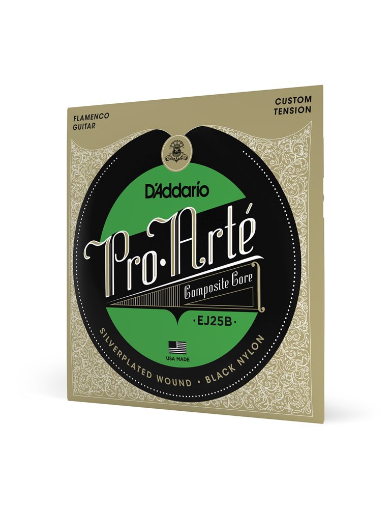 D'Addario EJ25B Pro-Arte, cuerdas para guitarra flamenca con entorchado de compuesto de nailon negro