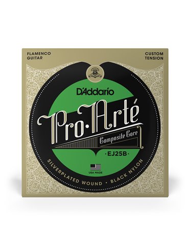 D'Addario EJ25B Pro-Arte, cuerdas para guitarra flamenca con entorchado de compuesto de nailon negro 2