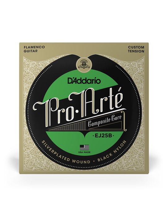 D'Addario EJ25B Pro-Arte, cuerdas para guitarra flamenca con entorchado de compuesto de nailon negro