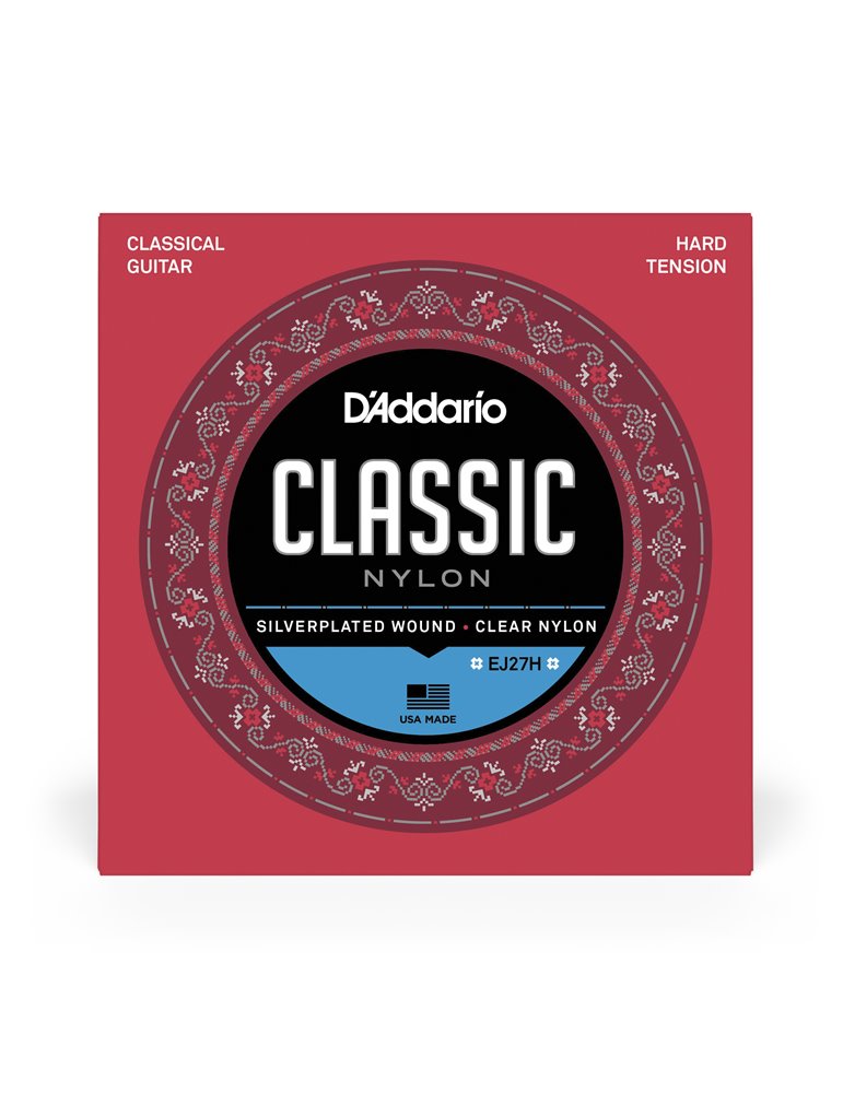 D'Addario EJ27H, cuerdas de nailon para guitarra clásica, nivel principante, tensión dura