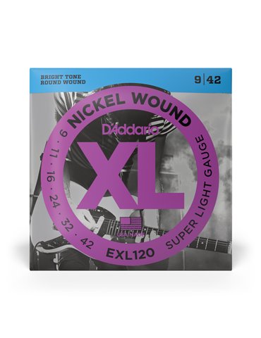 D'Addario EXL120, cuerdas con entorchado en níquel para guitarra eléctrica, extra blandas, 9-42 2