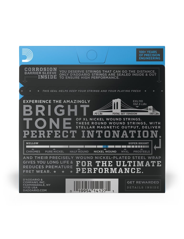D'Addario EXL110, cuerdas con entorchado en níquel para guitarra eléctrica, regular blandas, 10-46