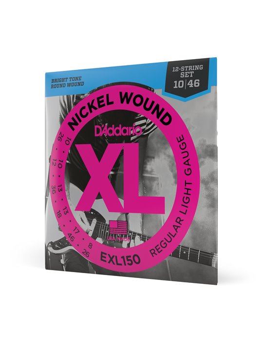 D'Addario EXL150, cuerdas con entorchado en níquel para guitarra eléctrica de 12 cuerdas, regular blandas, 10-46