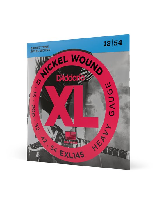 D'Addario EXL145, cuerdas con entorchado en níquel para guitarra eléctrica, duras, 12-54 con 3ra cuerda de acero