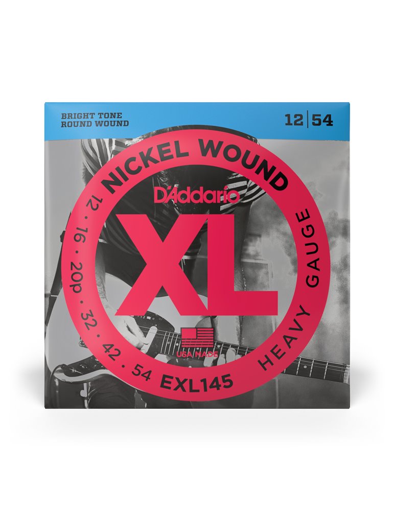 D'Addario EXL145, cuerdas con entorchado en níquel para guitarra eléctrica, duras, 12-54 con 3ra cuerda de acero