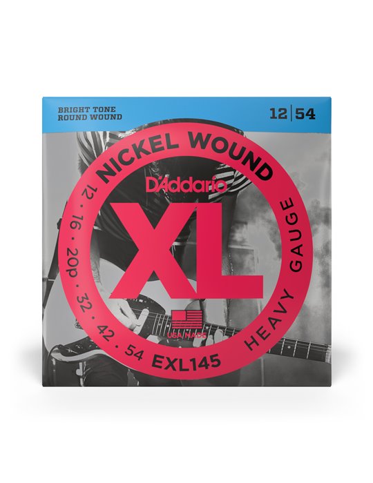 D'Addario EXL145, cuerdas con entorchado en níquel para guitarra eléctrica, duras, 12-54 con 3ra cuerda de acero