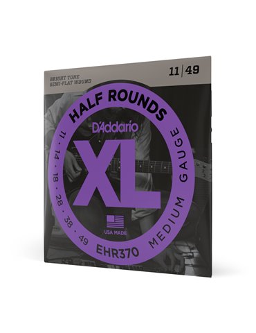 D'Addario EHR370 Half Round, cuerdas para guitarra eléctrica, tensión media, 11-49