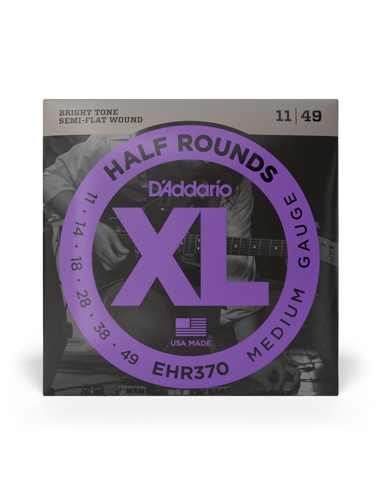 D'Addario EHR370 Half Round, cuerdas para guitarra eléctrica, tensión media, 11-49