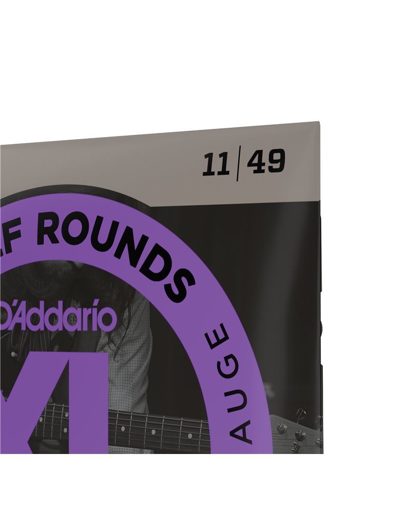 D'Addario EHR370 Half Round, cuerdas para guitarra eléctrica, tensión media, 11-49