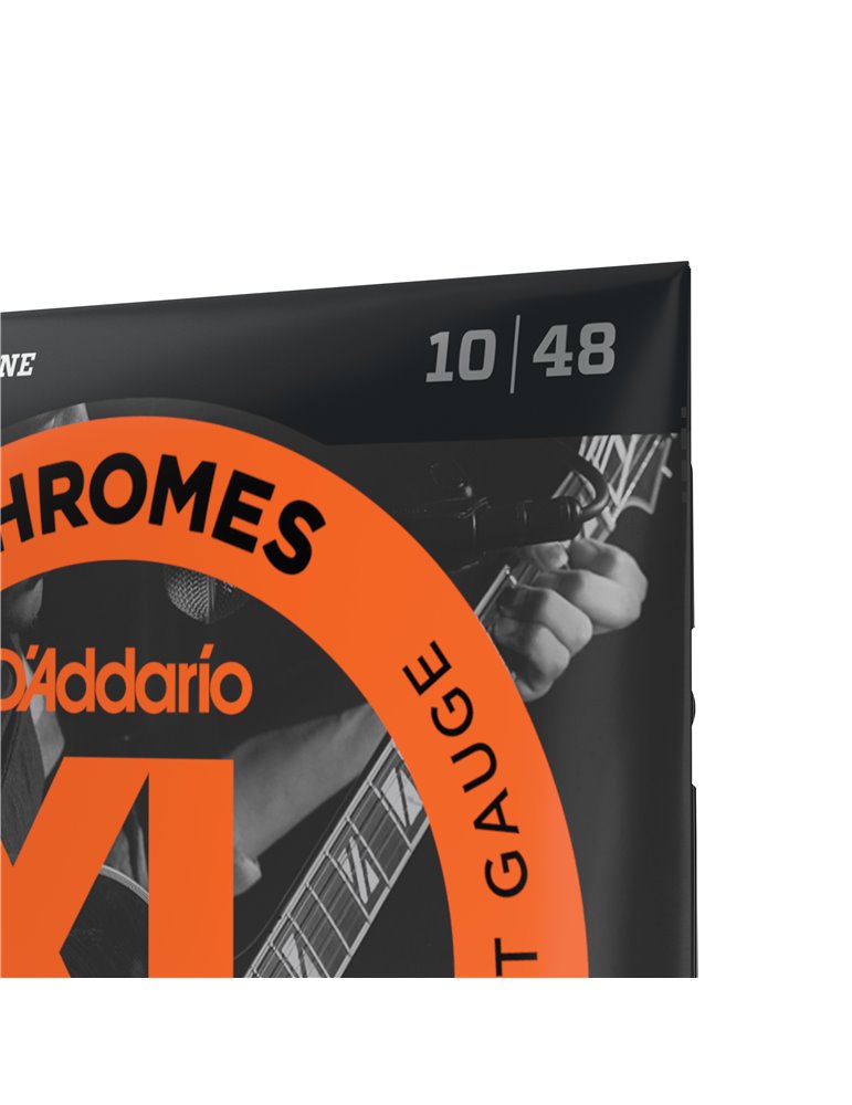 D'Addario ECG23 Chromes, cuerdas de entorchado plano para guitarra eléctrica, extra blandas, 10-48