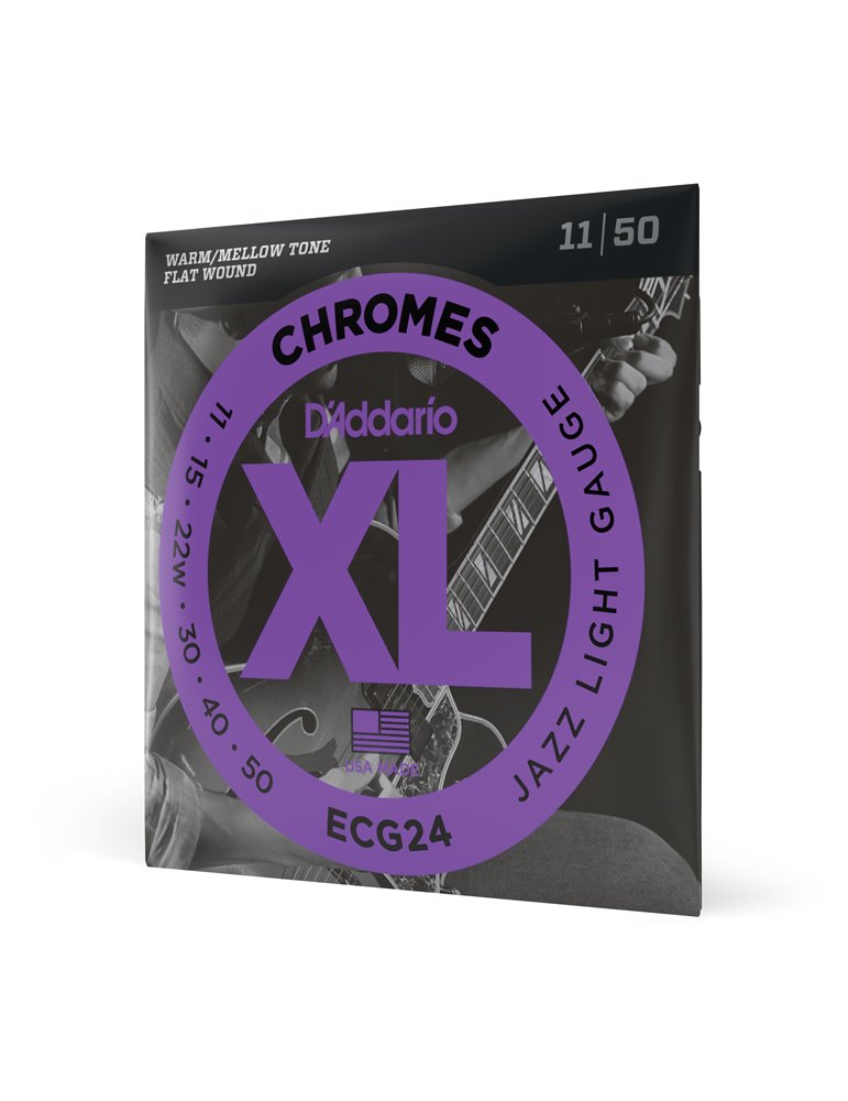 D'Addario ECG24 Chromes, cuerdas de entorchado plano para guitarra eléctrica, blandas para Jazz, 11-50