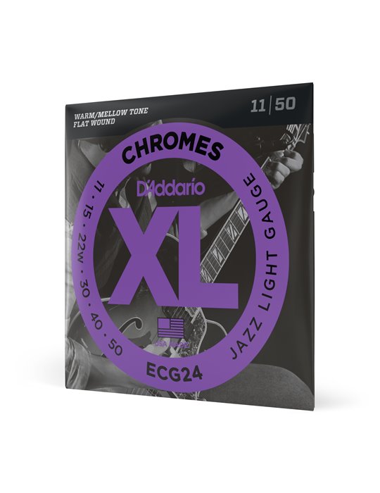 D'Addario ECG24 Chromes, cuerdas de entorchado plano para guitarra eléctrica, blandas para Jazz, 11-50