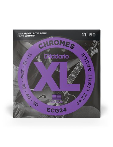 D'Addario ECG24 Chromes, cuerdas de entorchado plano para guitarra eléctrica, blandas para Jazz, 11-50 2