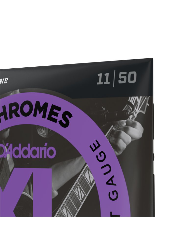 D'Addario ECG24 Chromes, cuerdas de entorchado plano para guitarra eléctrica, blandas para Jazz, 11-50