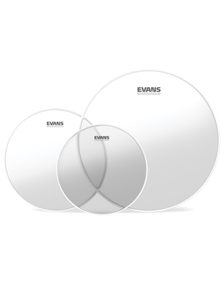 Juego de parches transparentes para toms (12, 13 y 16 pulgadas/305, 330 y 406 mm), estándar, G1 de EVANS.