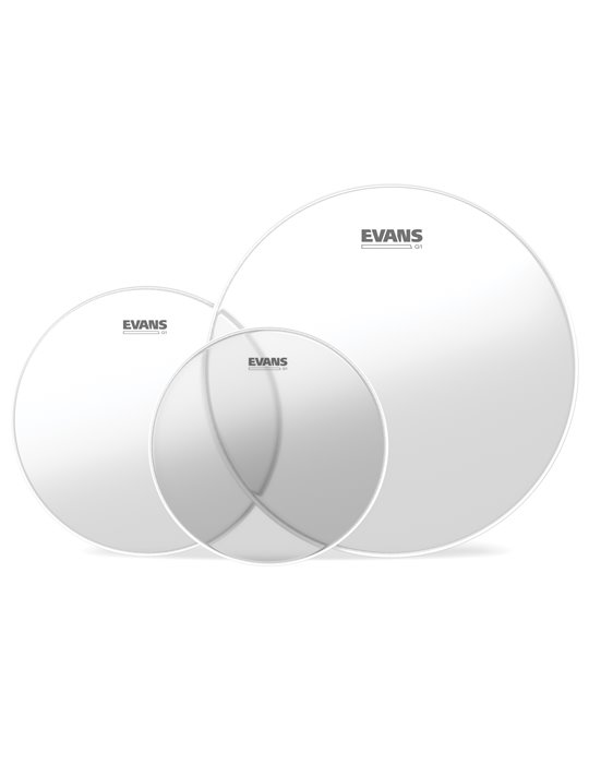 Juego de parches transparentes para toms (12, 13 y 16 pulgadas/305, 330 y 406 mm), estándar, G1 de EVANS.