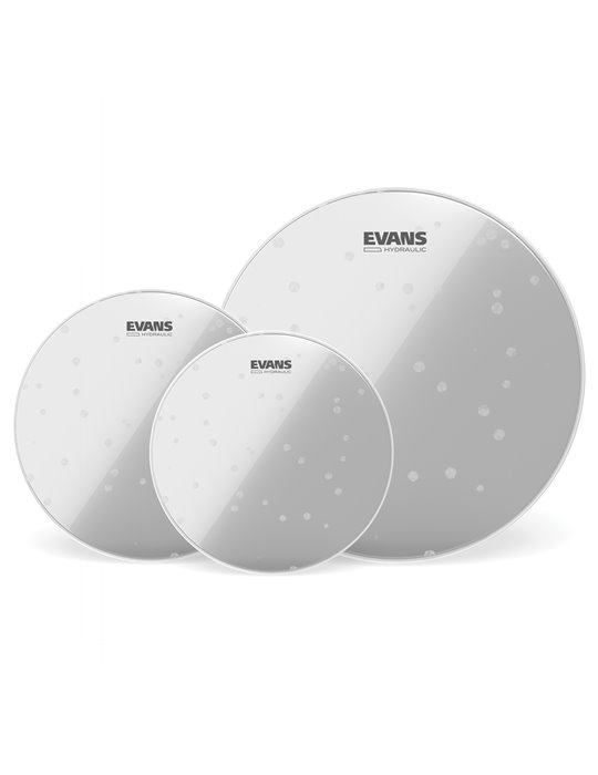 Juego de parches hidráulicos con efecto vidrio para toms (10, 12 y 16 pulgadas/254, 305 y 406 mm), rock, Hydraulic de EVANS.