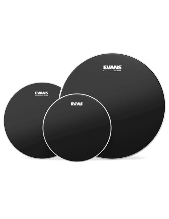 Juego de parches recubiertos de 2 capas para toms (12, 13 y 16 pulgadas/305, 330 y 406 mm), estándar, Onyx de EVANS.